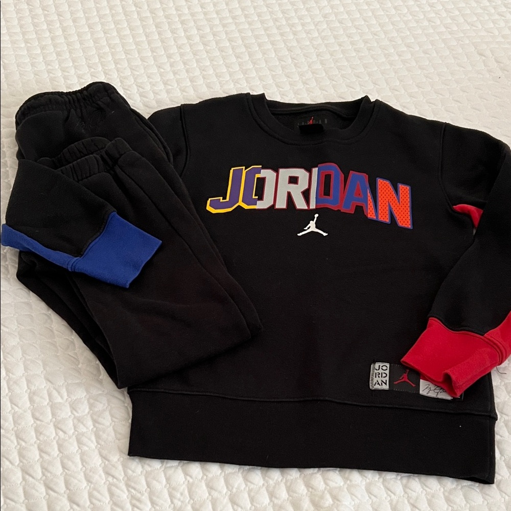 Jordan Black Tracksuit with Multicolor Logo